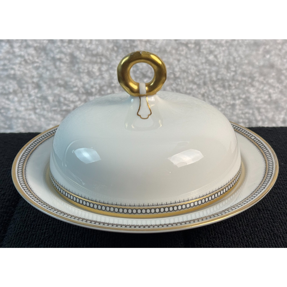 VTG Heinrich H&Co Selb Bavaria Lidded Butter Dish Bone China Imperial Pattern